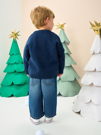 Navy Blue Knitted Christmas Jumper (3mths-7yrs)