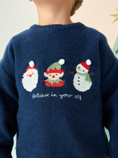 Navy Blue Knitted Christmas Jumper (3mths-7yrs)