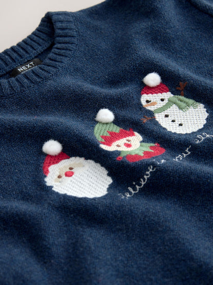 Navy Blue Knitted Christmas Jumper (3mths-7yrs)
