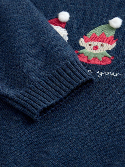 Navy Blue Knitted Christmas Jumper (3mths-7yrs)