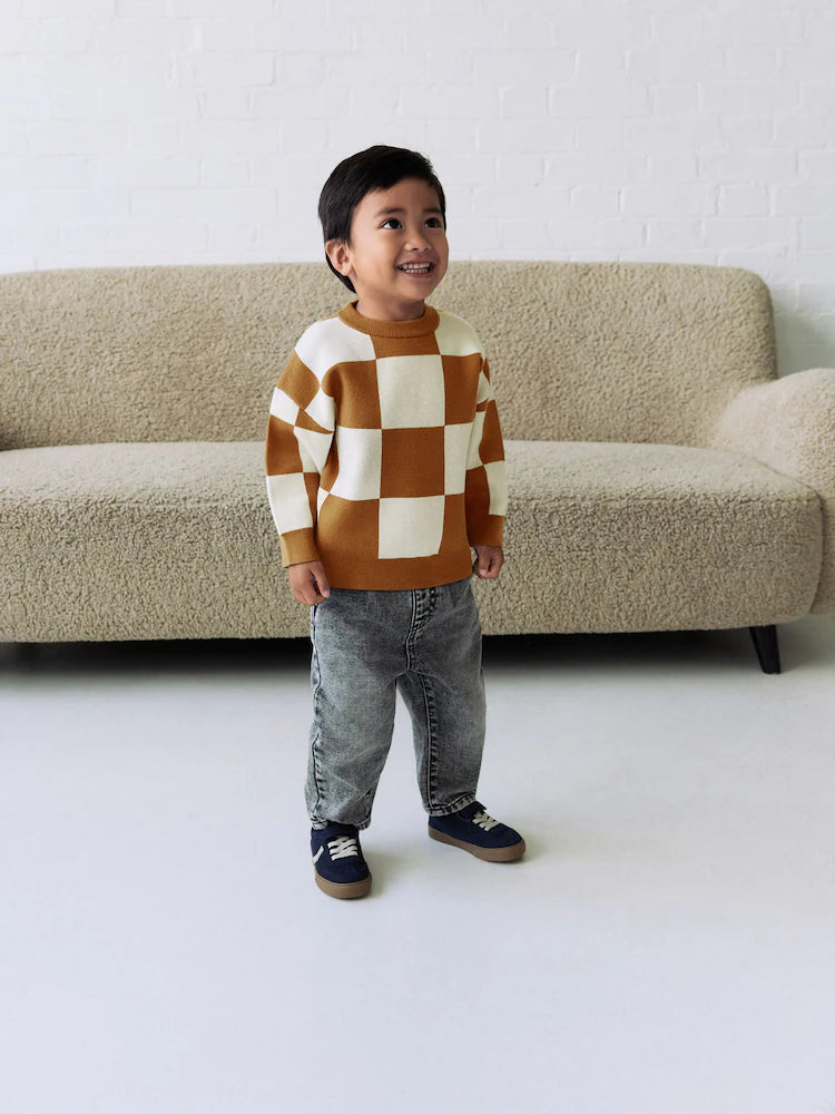 Tan Brown Knitted Crew Neck Jumper (3mths-7yrs)