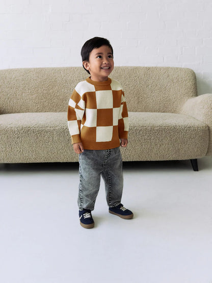 Tan Brown Knitted Crew Neck Jumper (3mths-7yrs)