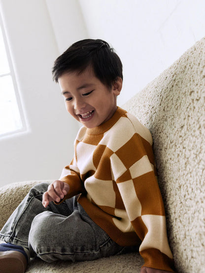 Tan Brown Knitted Crew Neck Jumper (3mths-7yrs)