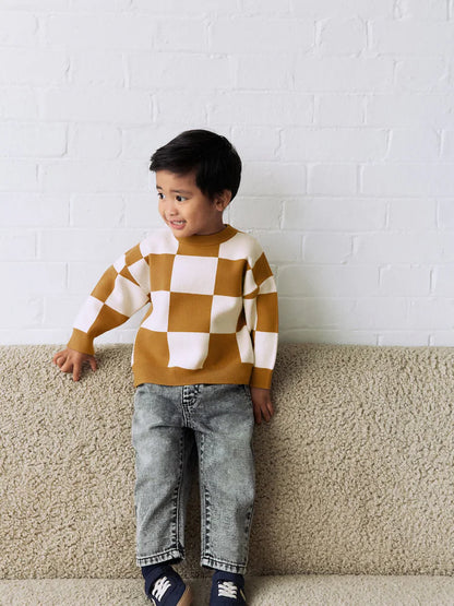 Tan Brown Knitted Crew Neck Jumper (3mths-7yrs)