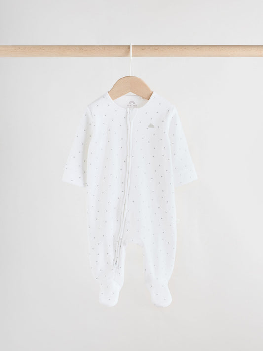 Grey Velour Two Way Zip Baby Sleepsuits 2 Pack (0-2yrs) image 2