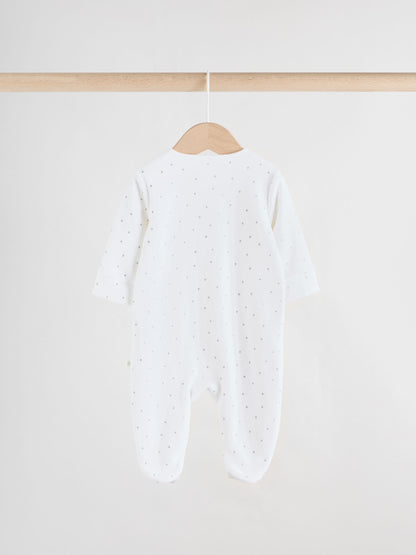 Grey Velour Two Way Zip Baby Sleepsuits 2 Pack (0-2yrs) image 5
