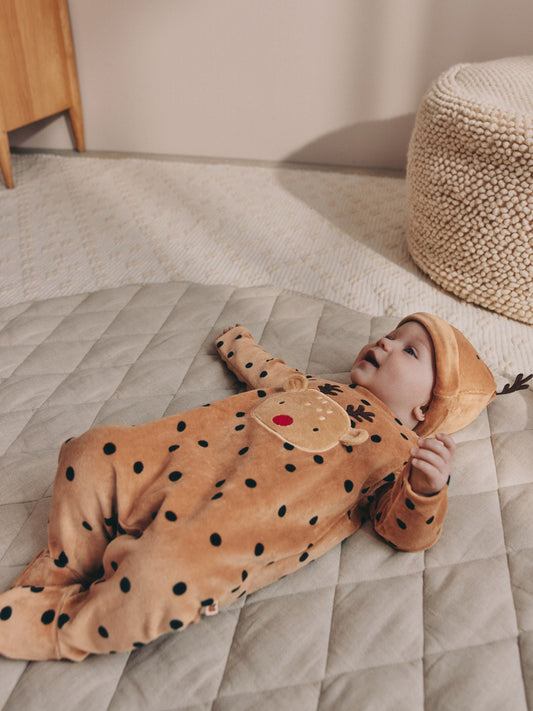 Brown Reindeer Baby Christmas Dress Up Sleepsuit (0mths-2yrs)
