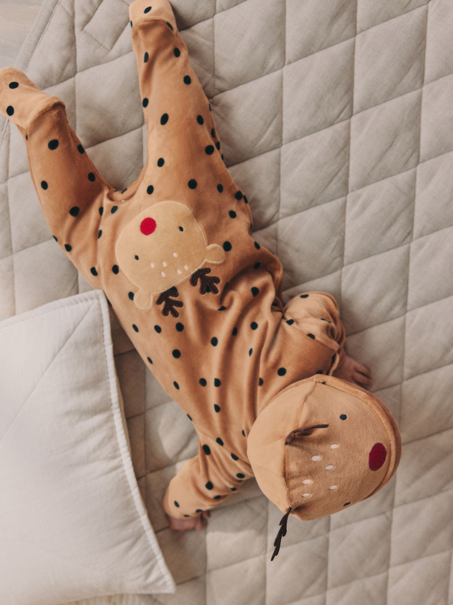 Brown Reindeer Baby Christmas Dress Up Sleepsuit (0mths-2yrs)