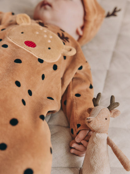 Brown Reindeer Baby Christmas Dress Up Sleepsuit (0mths-2yrs)