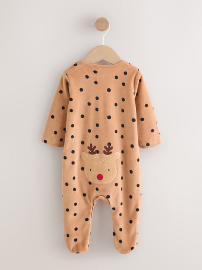Brown Reindeer Baby Christmas Dress Up Sleepsuit (0mths-2yrs)