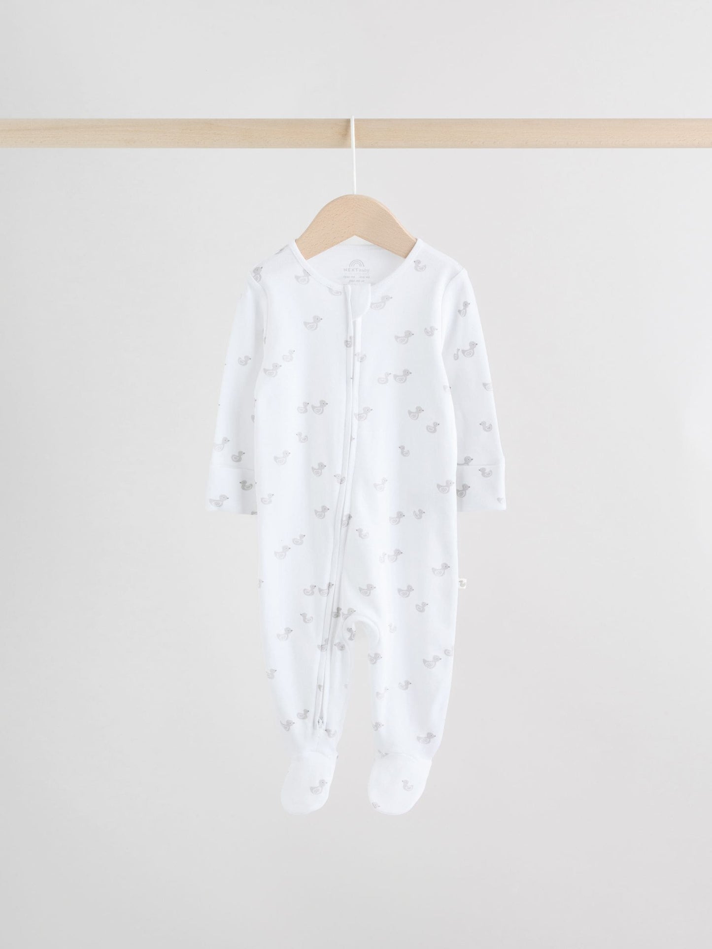 Grey Baby Two Way Zip Sleepsuits 3 Pack (0-2yrs) image 3