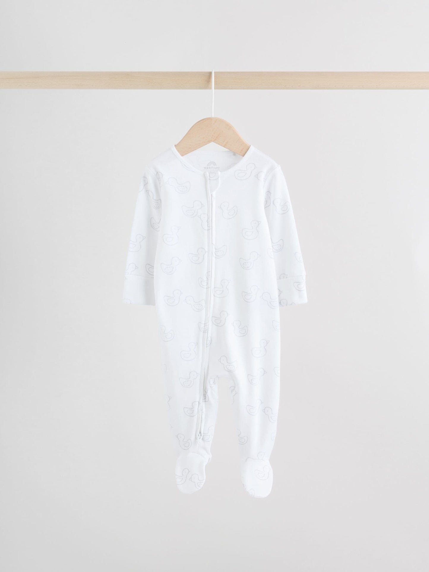 Grey Baby Two Way Zip Sleepsuits 3 Pack (0-2yrs) image 5