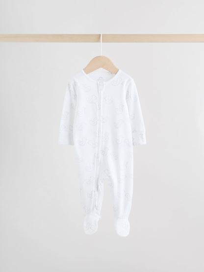 Grey Baby Two Way Zip Sleepsuits 3 Pack (0-2yrs) image 5