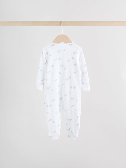 Grey Baby Two Way Zip Sleepsuits 3 Pack (0-2yrs) image 6