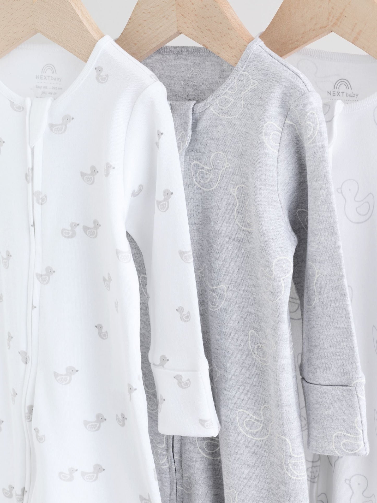 Grey Baby Two Way Zip Sleepsuits 3 Pack (0-2yrs) image 7