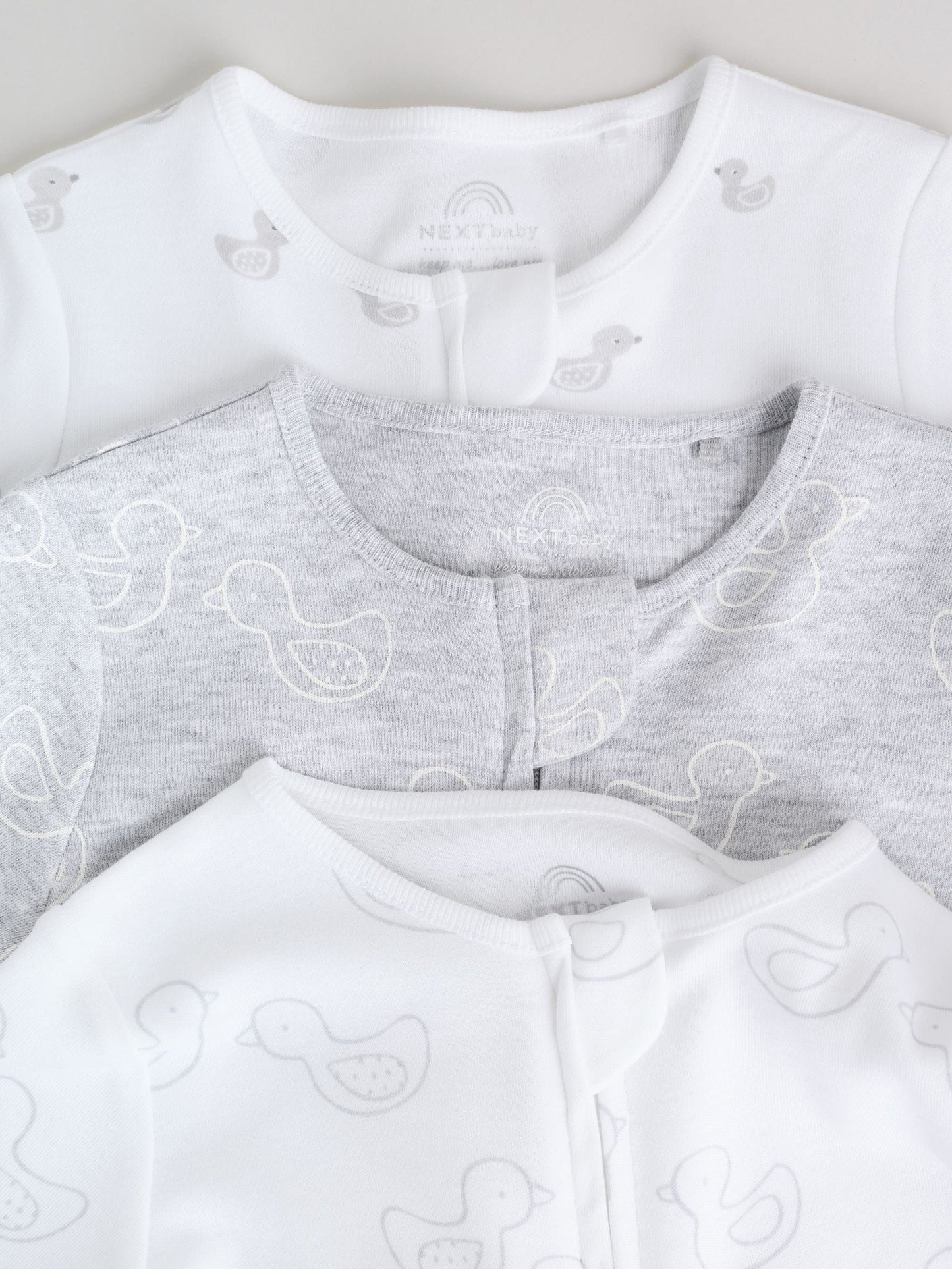 Grey Baby Two Way Zip Sleepsuits 3 Pack (0-2yrs) image 8