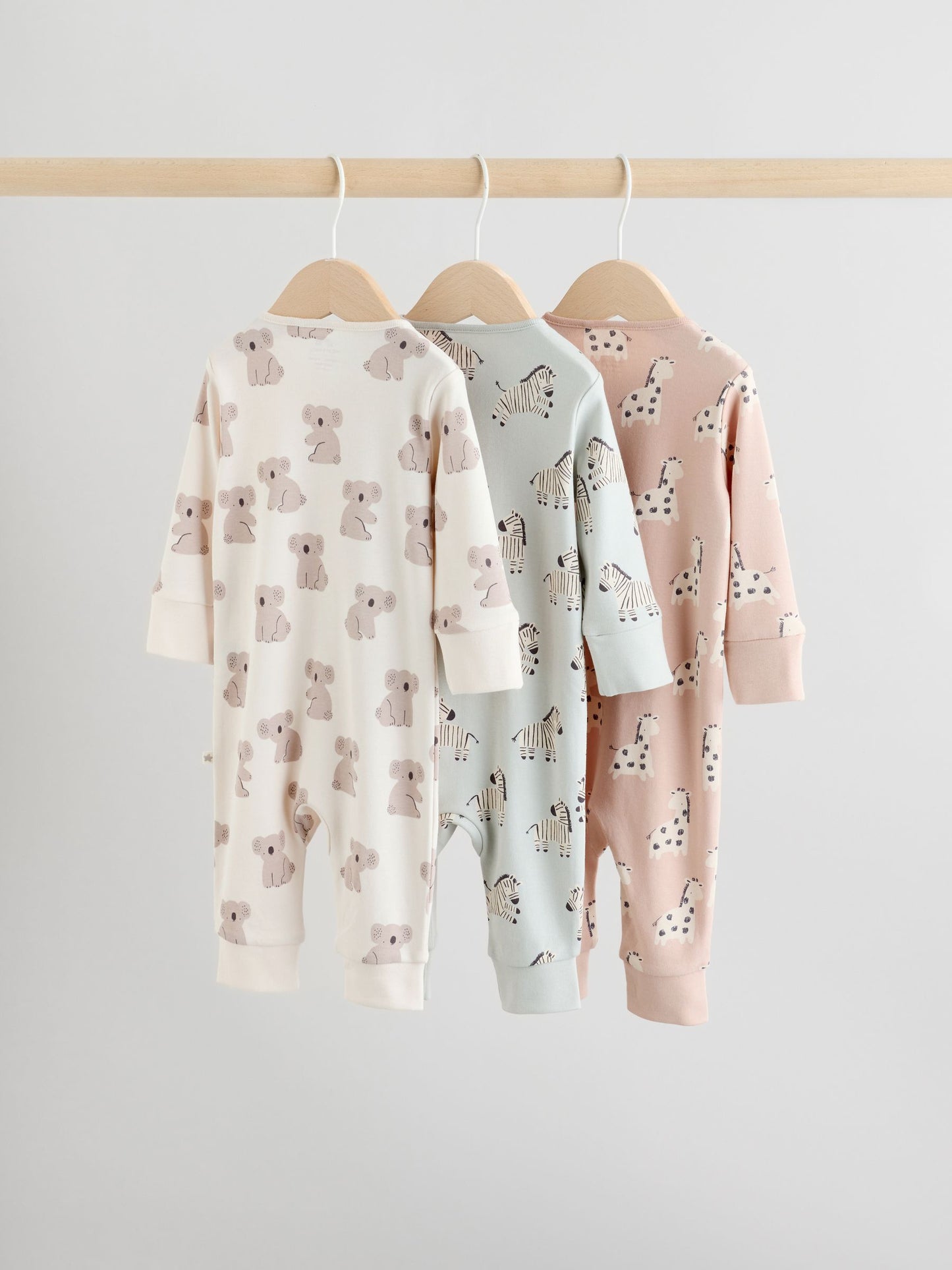 Mint Green Two Way Zip Baby Footless Sleepsuits 3 Pack (0mths-3yrs) image 2