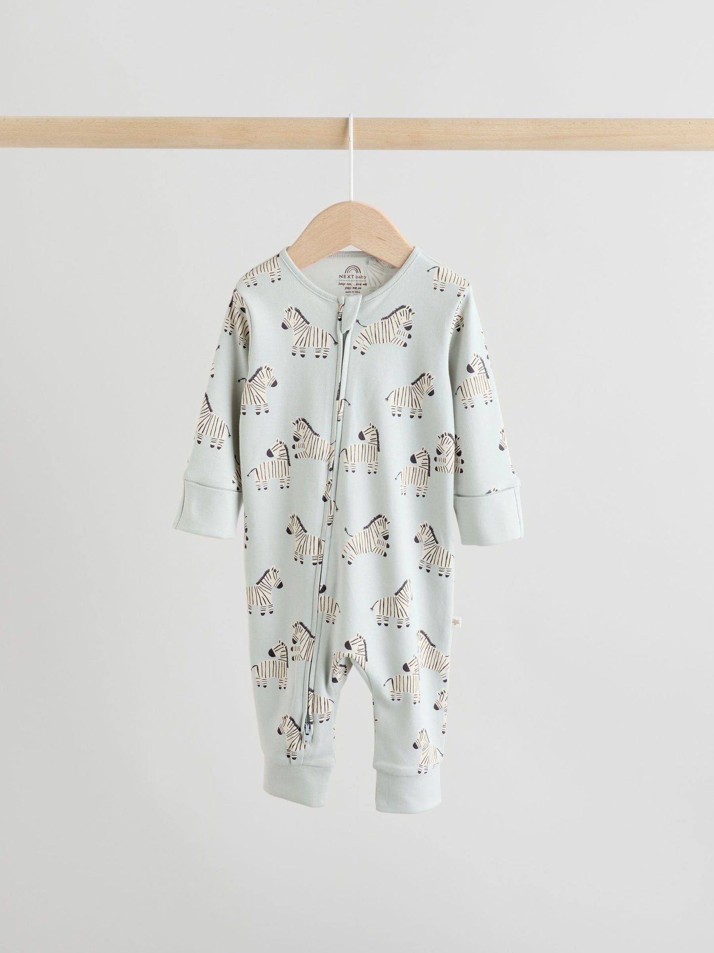 Mint Green Two Way Zip Baby Footless Sleepsuits 3 Pack (0mths-3yrs) image 4