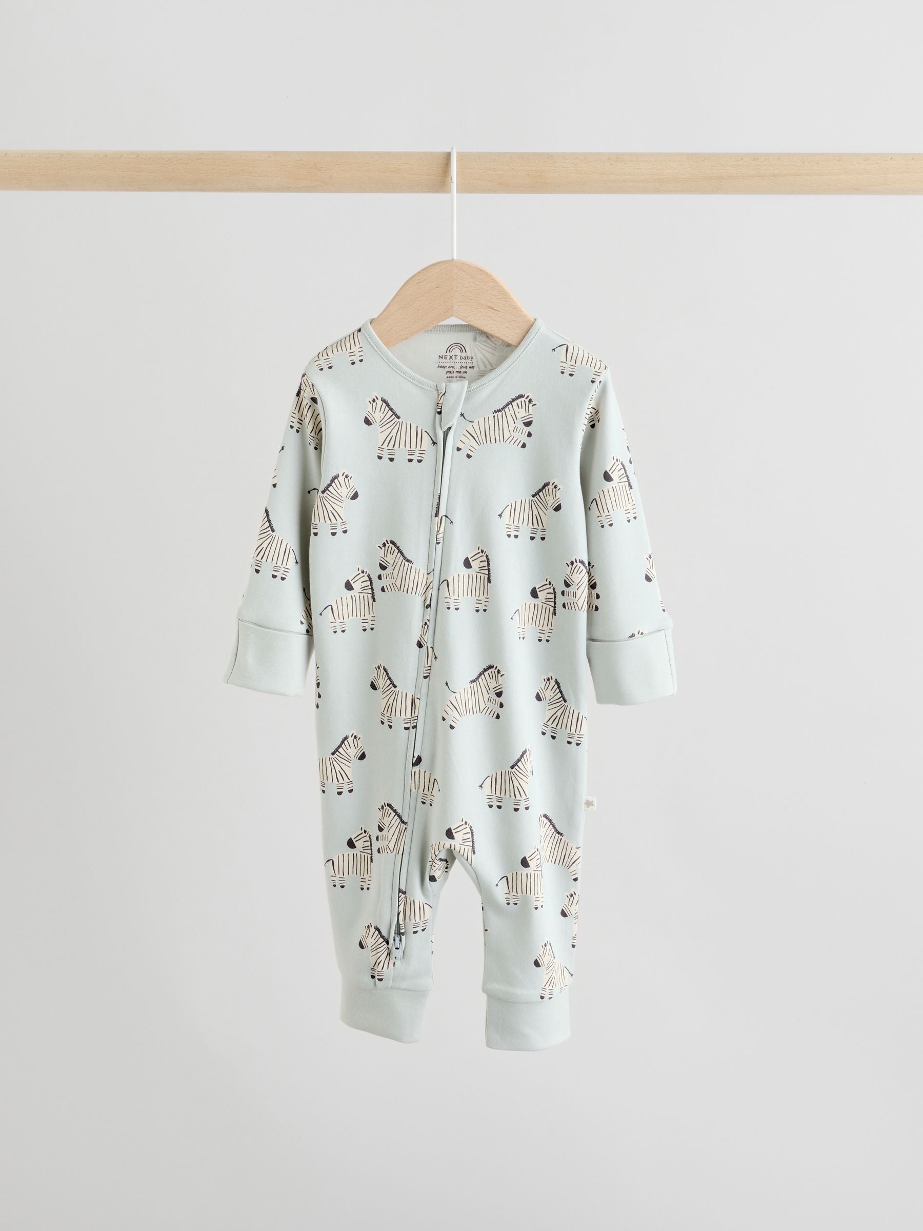 Mint Green Two Way Zip Baby Footless Sleepsuits 3 Pack (0mths-3yrs) image 4