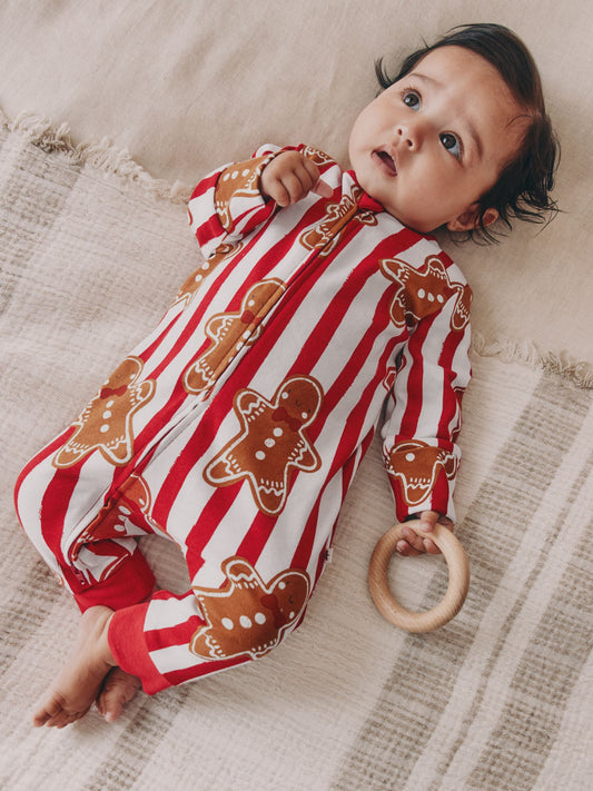 Red Gingerbread Matching Family Christmas Baby sleepsuit (0mths-3yrs)