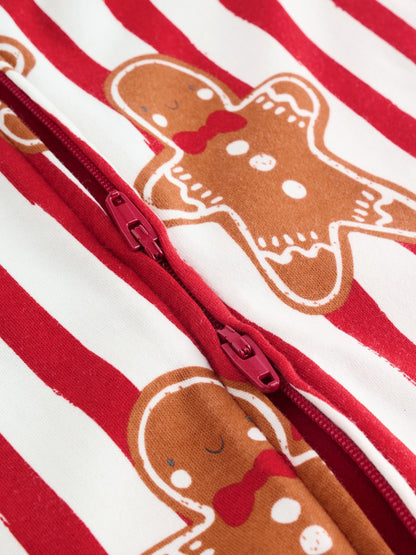 Red Gingerbread Matching Family Christmas Baby sleepsuit (0mths-3yrs)