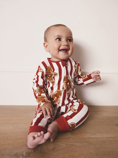 Red Gingerbread Matching Family Christmas Baby sleepsuit (0mths-3yrs)