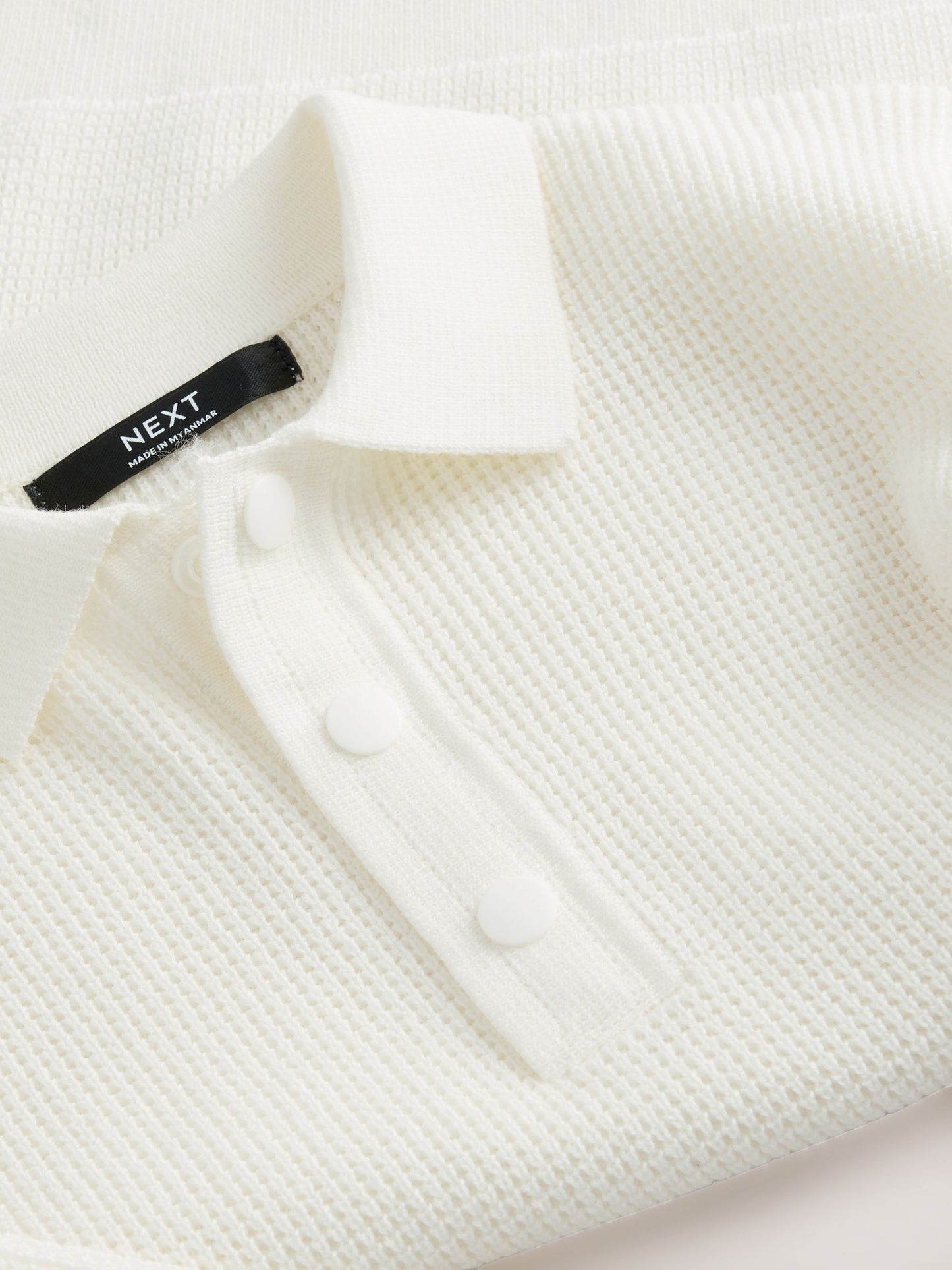 Dsiney Kidz - Ecru Cream Long Sleeve Textured Polo Shirt (3-16yrs) image 4