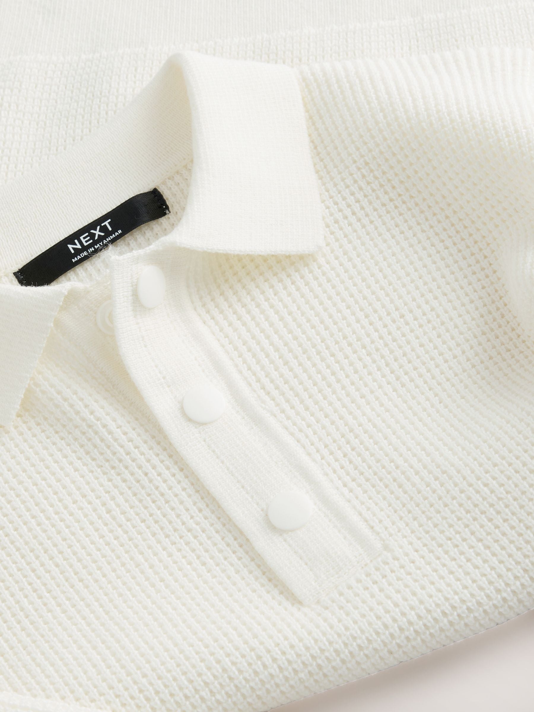Dsiney Kidz - Ecru Cream Long Sleeve Textured Polo Shirt (3-16yrs) image 4