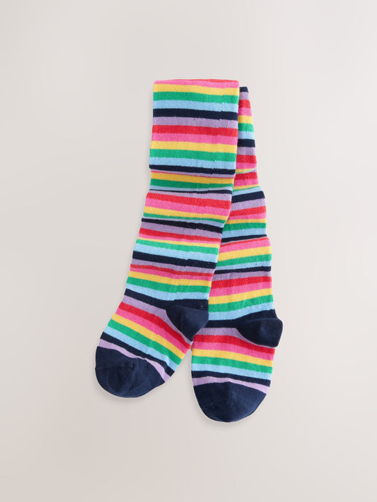 Navy Blue Cotton Rich Stripe Tights image 1