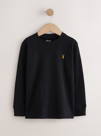 Dsiney Kidz - Black/White/Blue Stag Logo Long Sleeve Cosy T-Shirts 8 Pack (3-16yrs) image 2