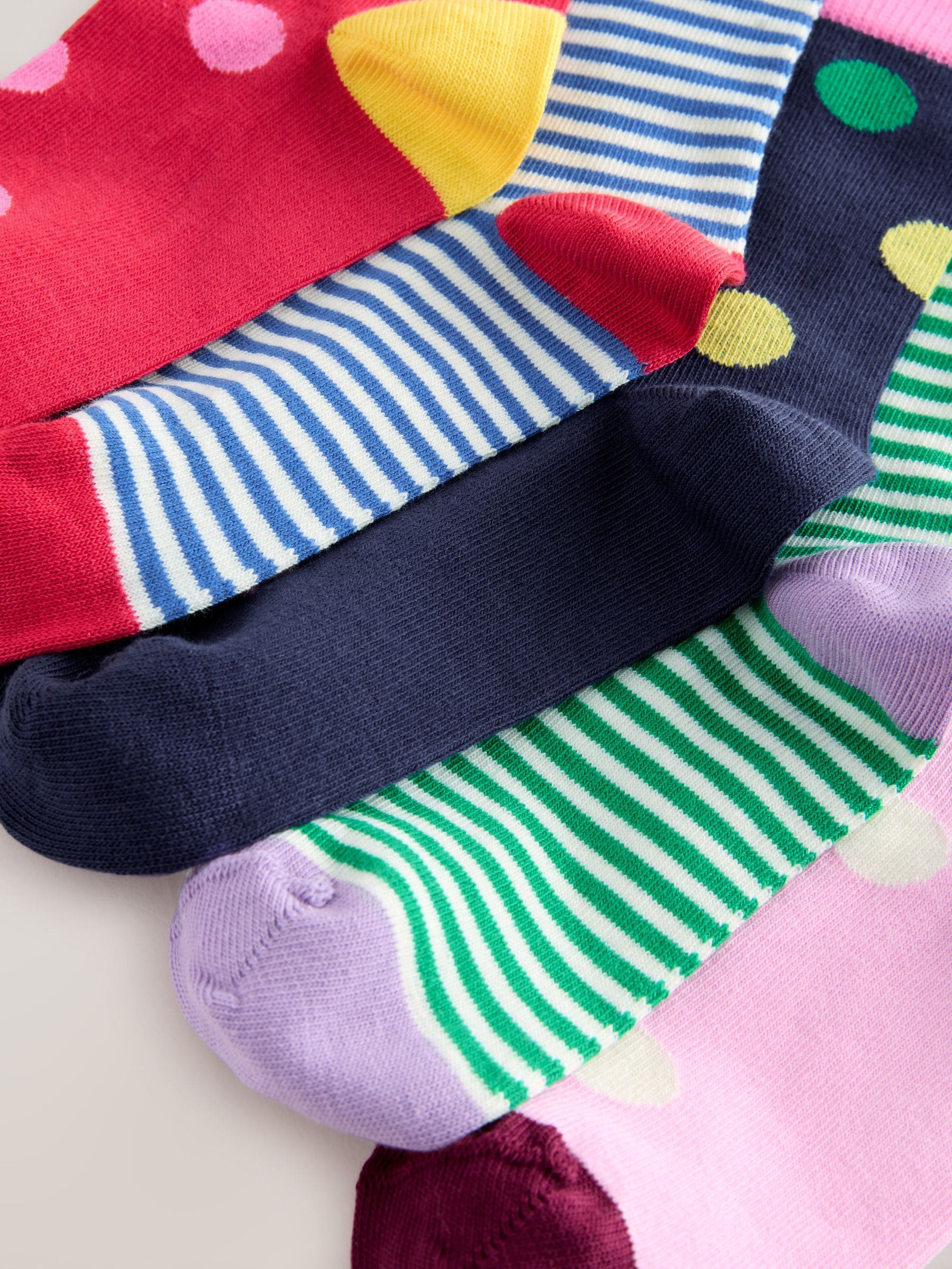 Multi Colour Cotton Rich Stripe and Spot Ankle Socks 5 Pack image 2