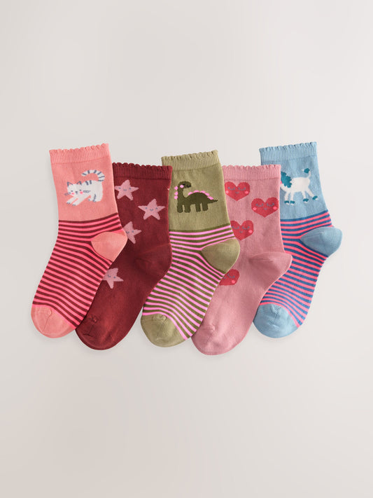 Multi Colour Character 5 Pack Cotton Rich Ankle Socks image 1