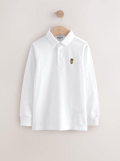 Dsiney Kidz - Navy/White/Berry Long Sleeve Polo Shirts 3 Pack (3-16yrs) image 2