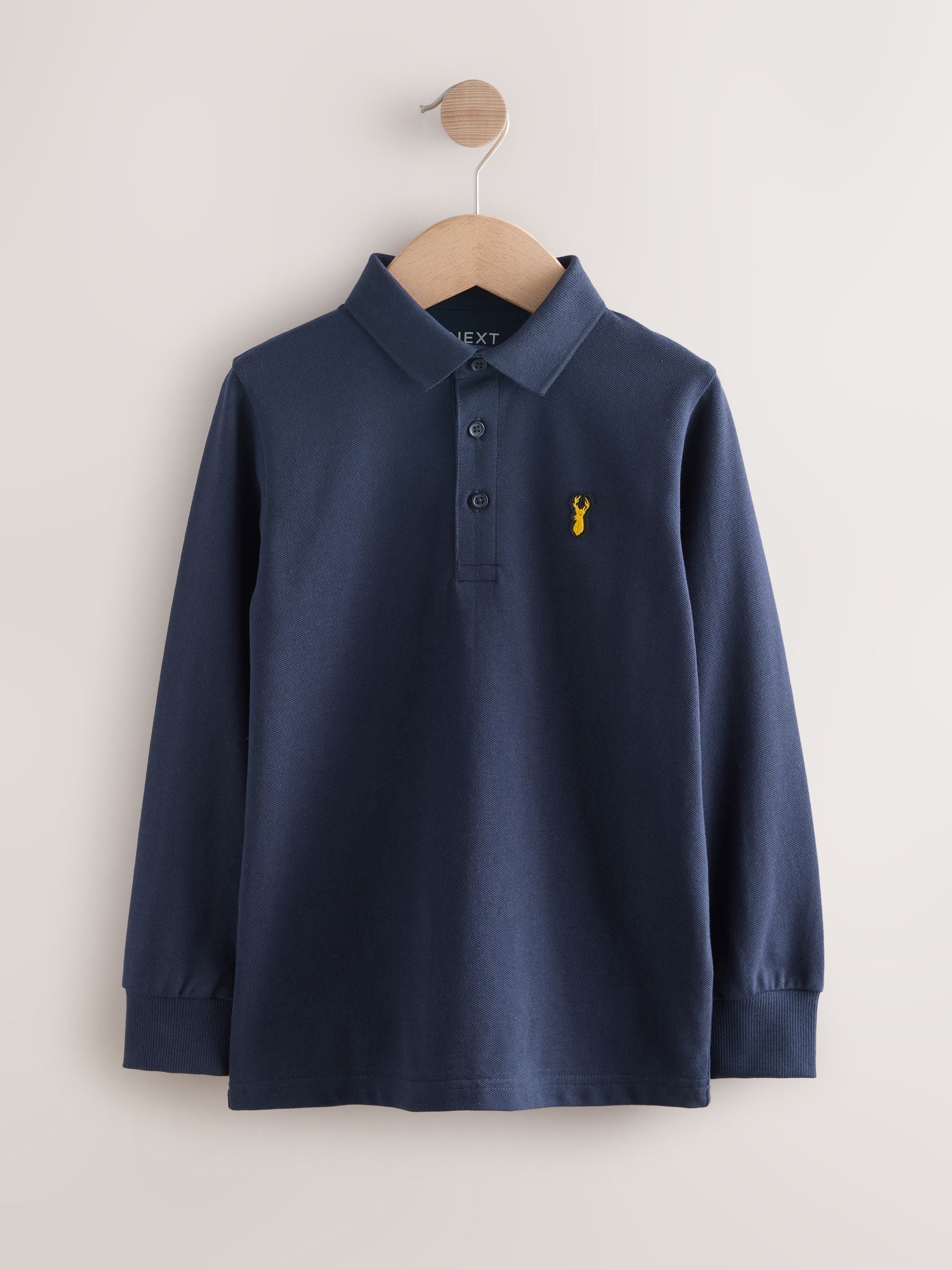 Dsiney Kidz - Navy/White/Berry Long Sleeve Polo Shirts 3 Pack (3-16yrs) image 4