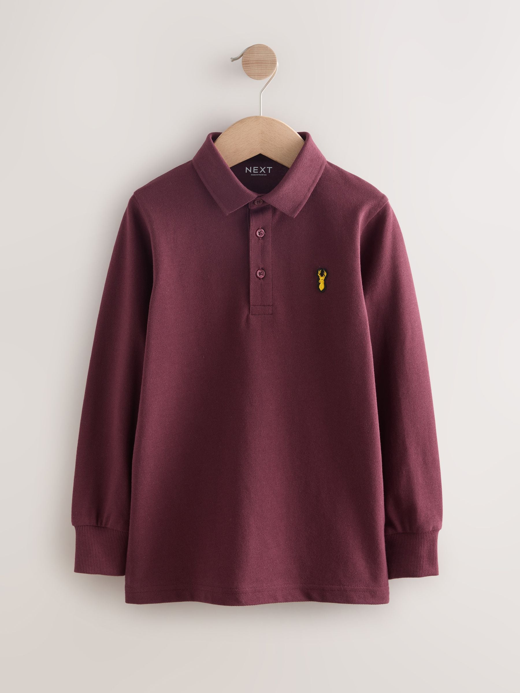 Dsiney Kidz - Navy/White/Berry Long Sleeve Polo Shirts 3 Pack (3-16yrs) image 5
