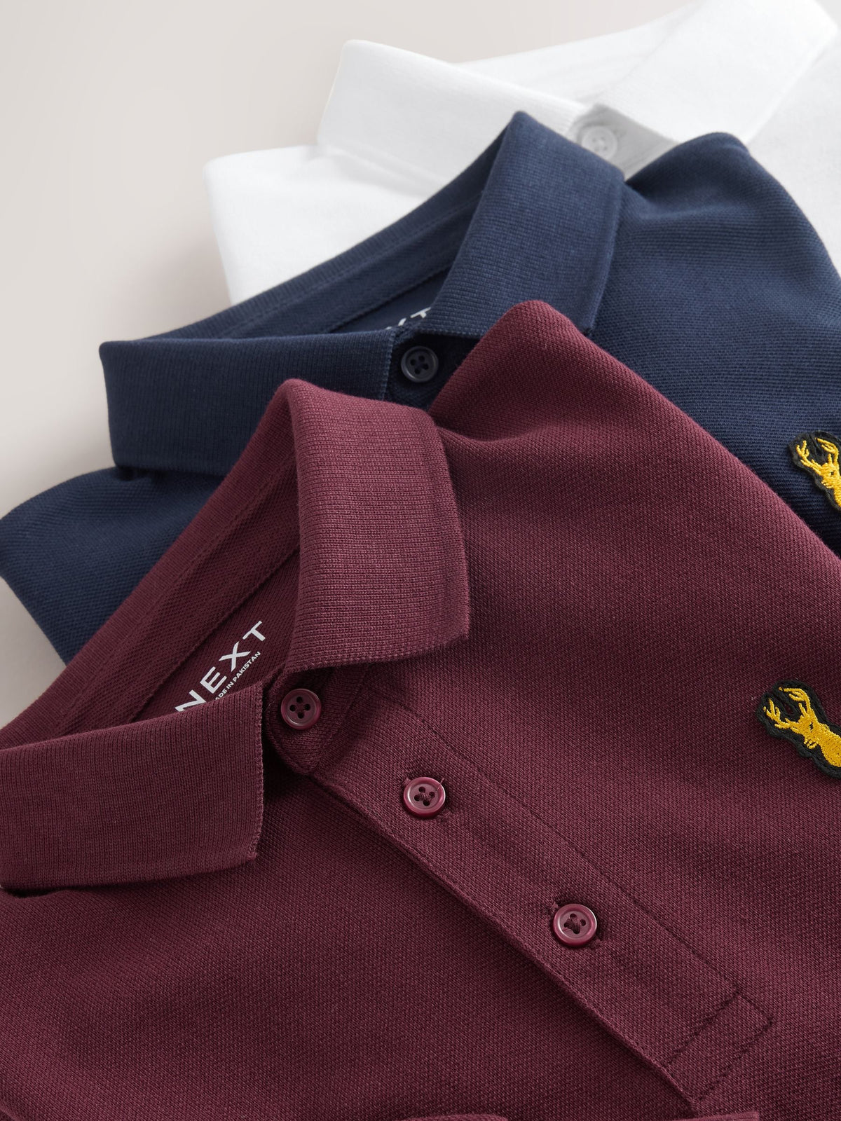 Dsiney Kidz - Navy/White/Berry Long Sleeve Polo Shirts 3 Pack (3-16yrs) image 7