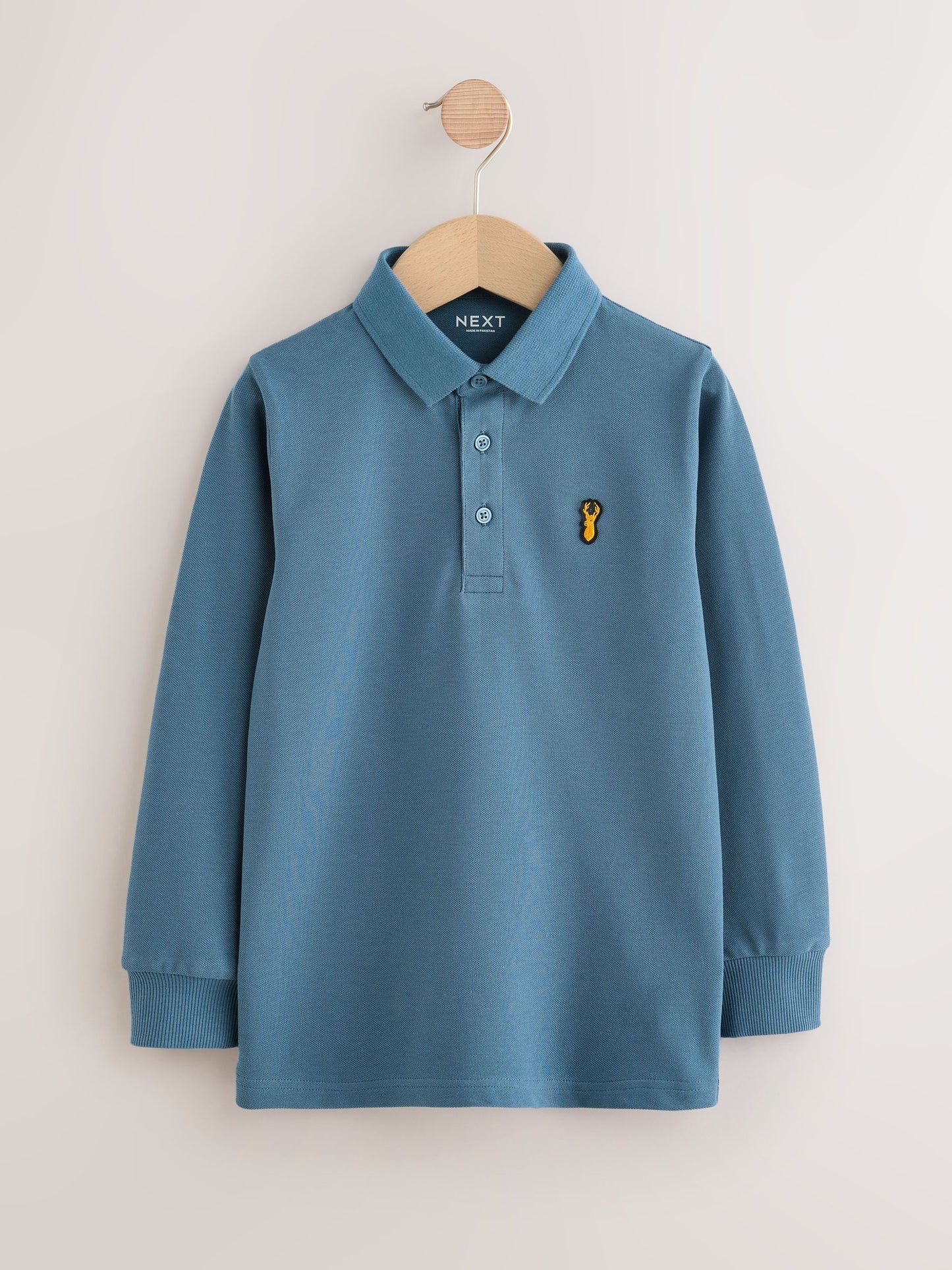 Dsiney Kidz - Blue/Black/Grey Long Sleeve Polo Shirts 3 Pack (3-16yrs) image 2