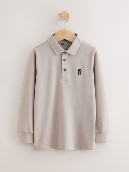 Dsiney Kidz - Blue/Black/Grey Long Sleeve Polo Shirts 3 Pack (3-16yrs) image 3