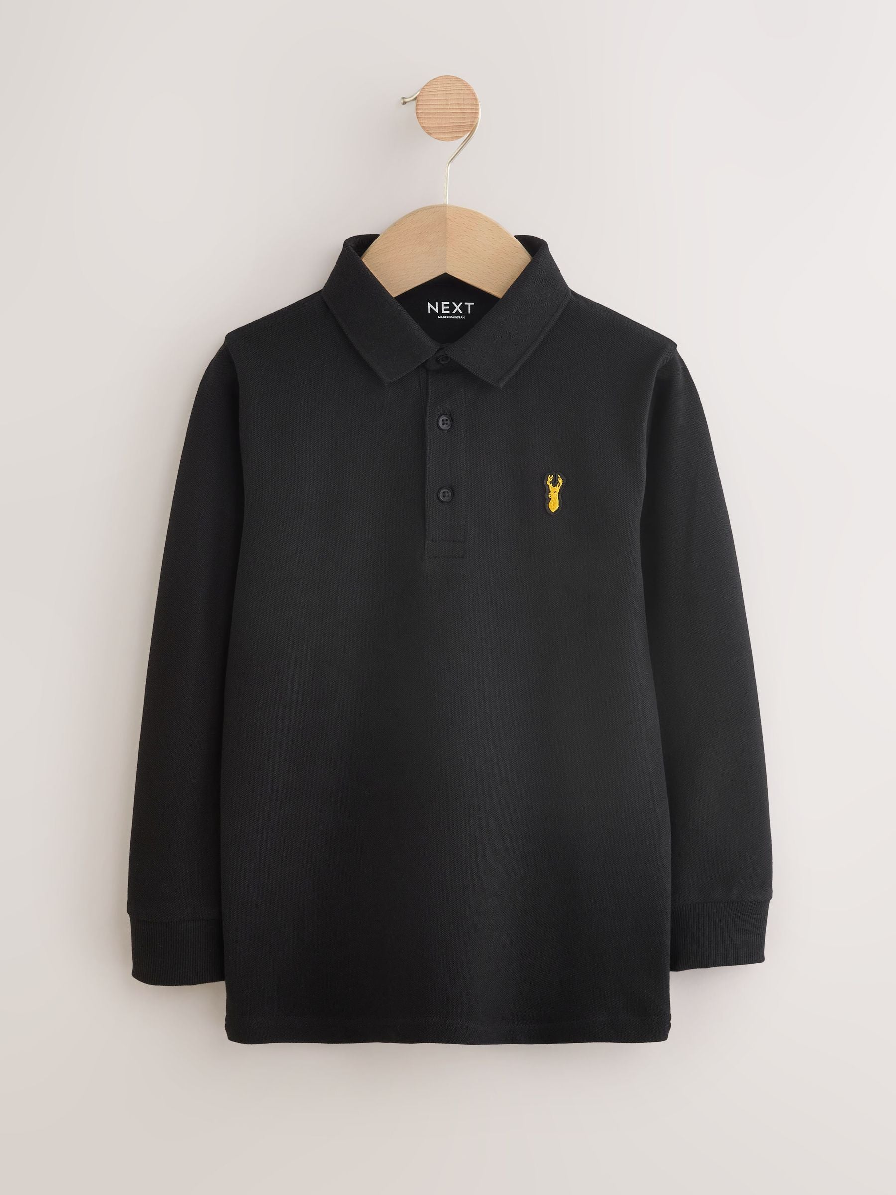 Dsiney Kidz - Blue/Black/Grey Long Sleeve Polo Shirts 3 Pack (3-16yrs) image 4