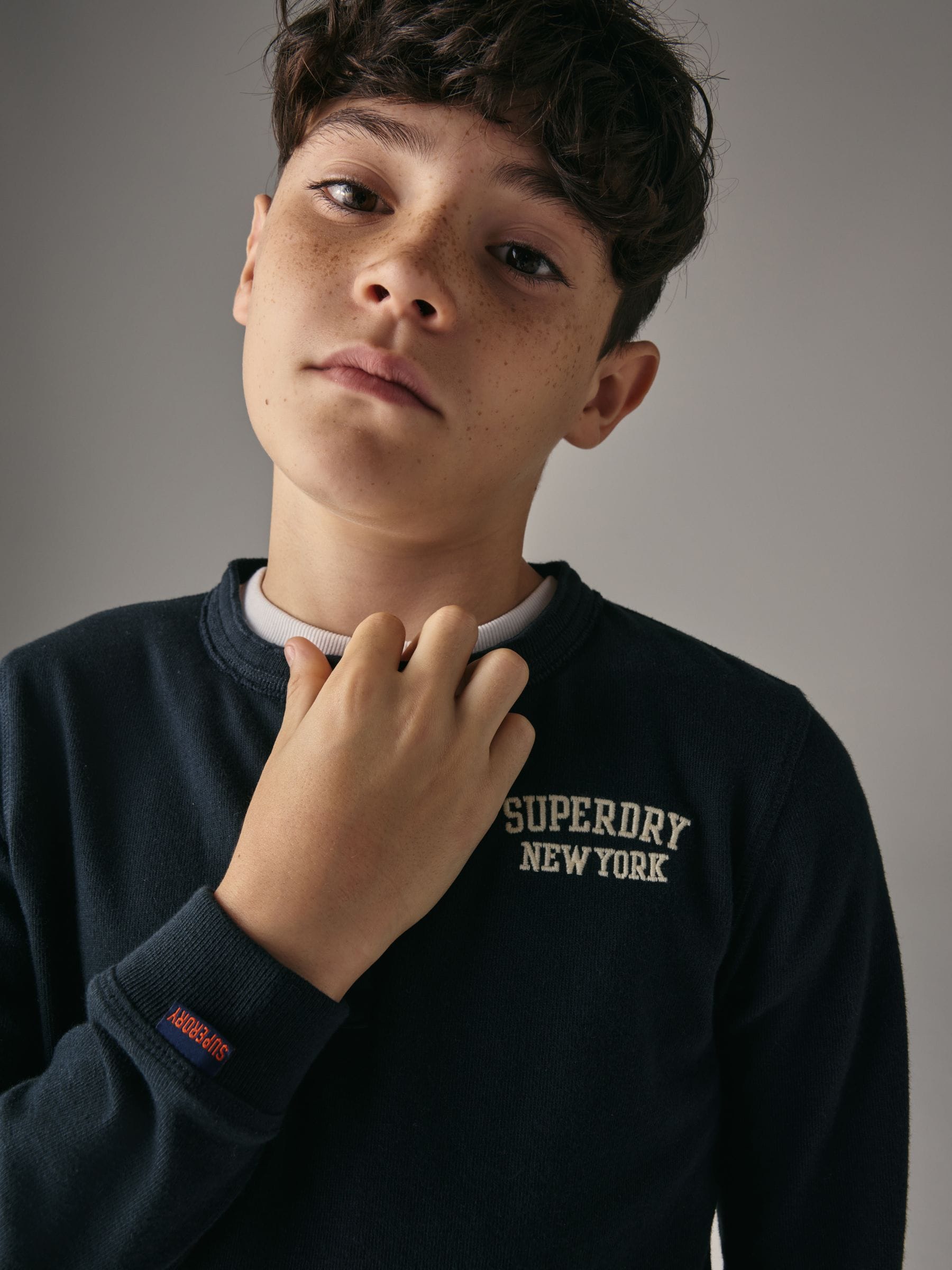 Superdry Navy Long Sleeve Henley T-Shirt image 3