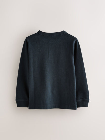 Superdry Navy Long Sleeve Henley T-Shirt image 6