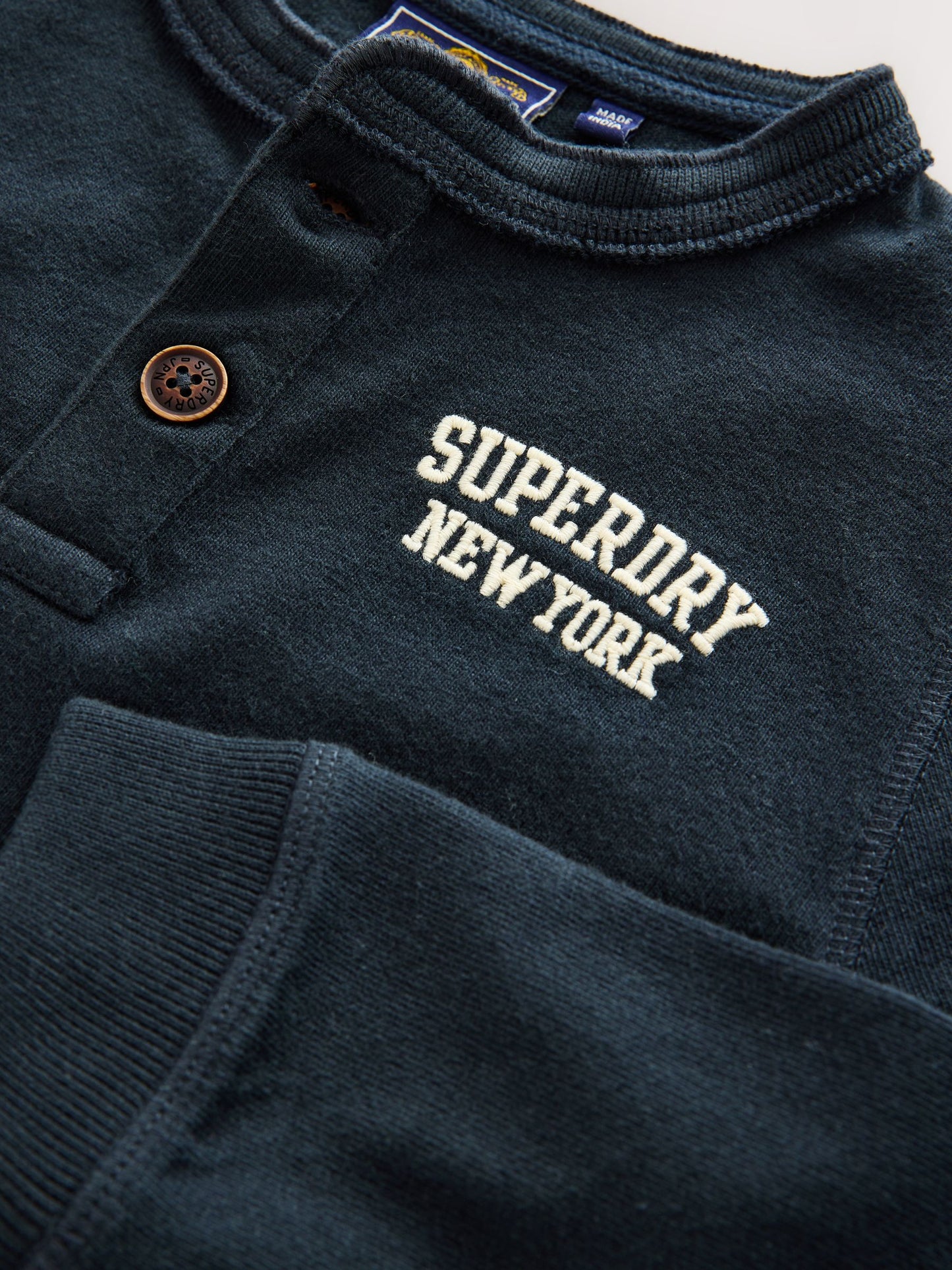 Superdry Navy Long Sleeve Henley T-Shirt image 7