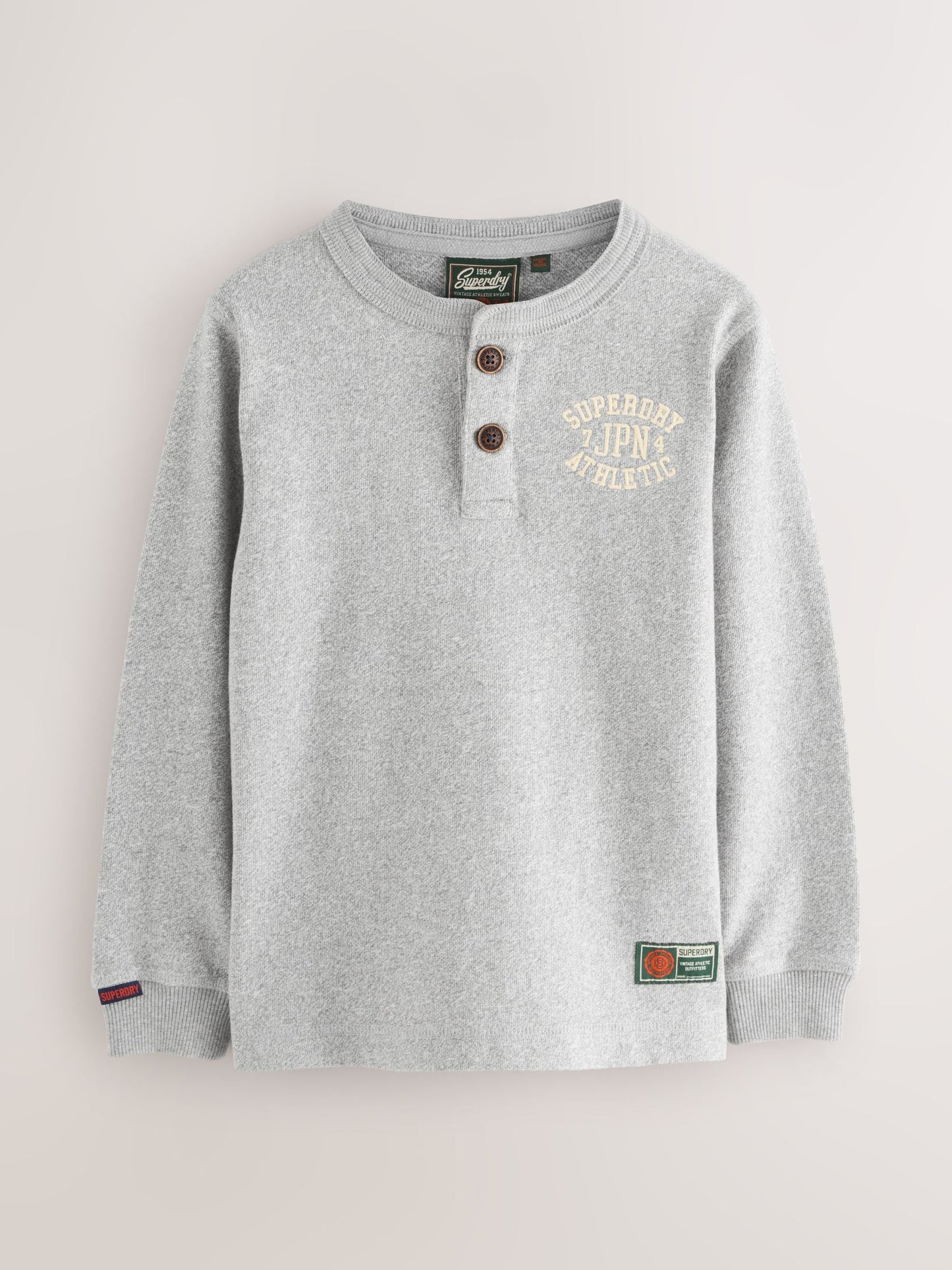 Superdry Grey Long Sleeve Henley T-Shirt image 6