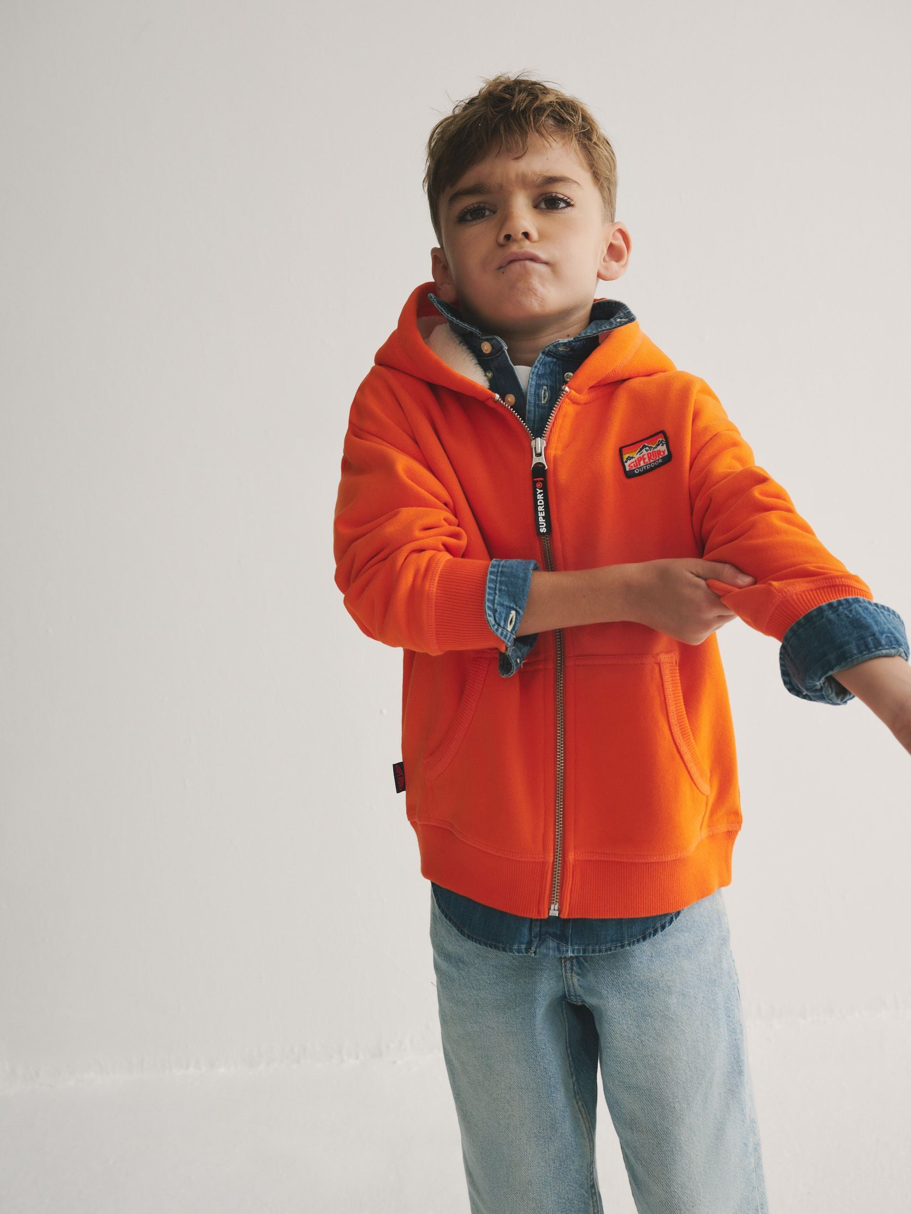 Dsiney Kidz - Superdry Orange Zip Through Hoodie image 3