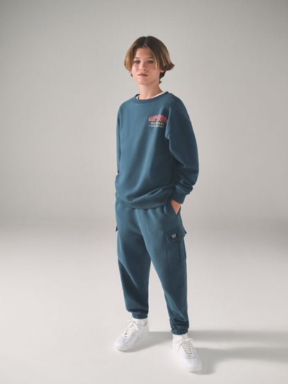 Superdry Blue Red Sweat Top & Joggers Set image 1