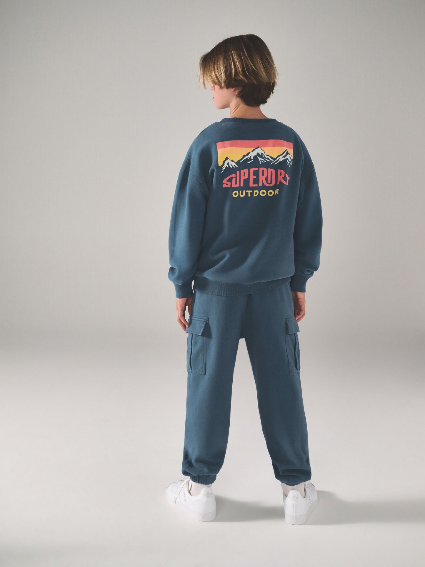 Superdry Blue Red Sweat Top & Joggers Set image 2