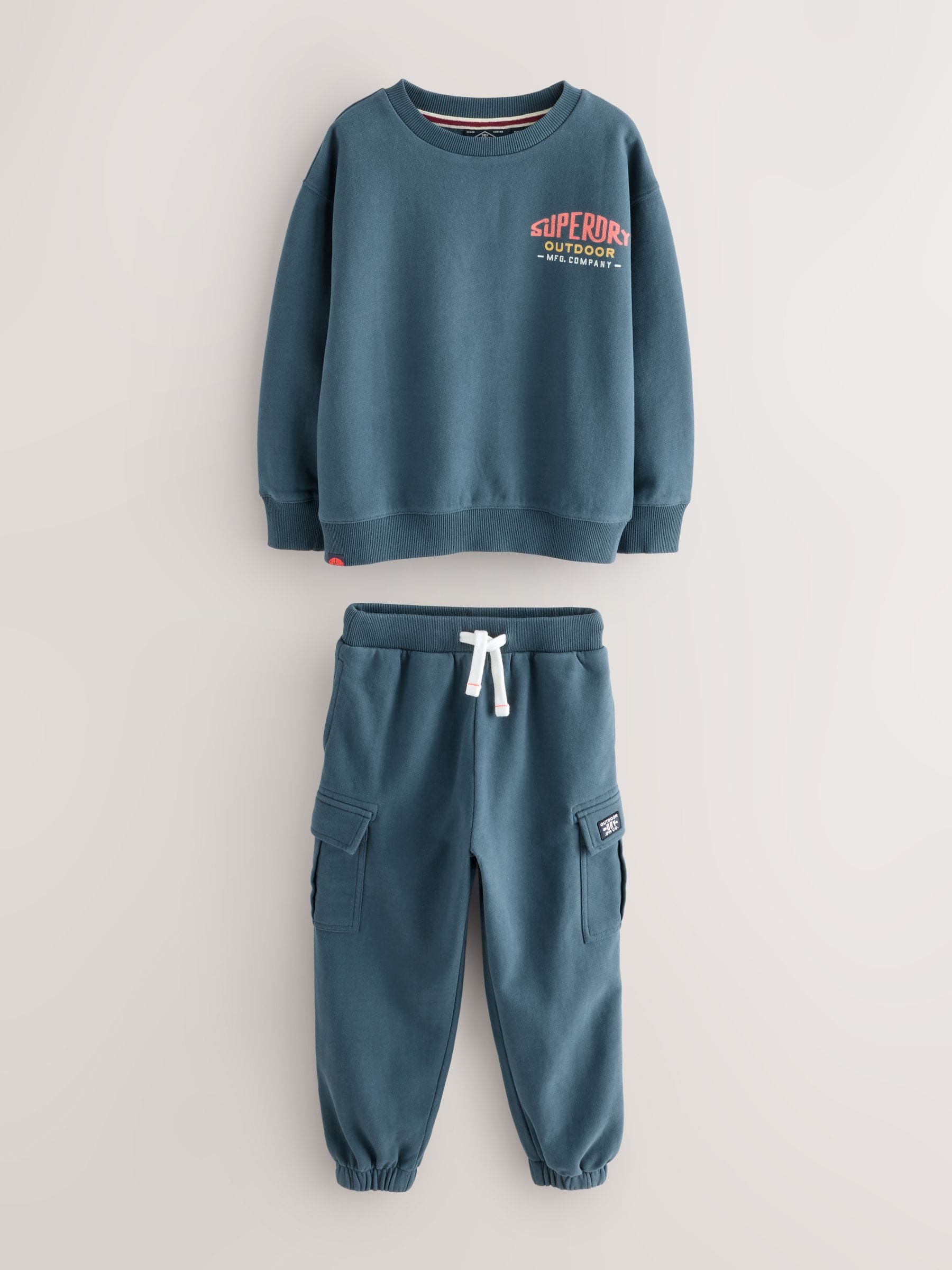 Superdry Blue Red Sweat Top & Joggers Set image 5