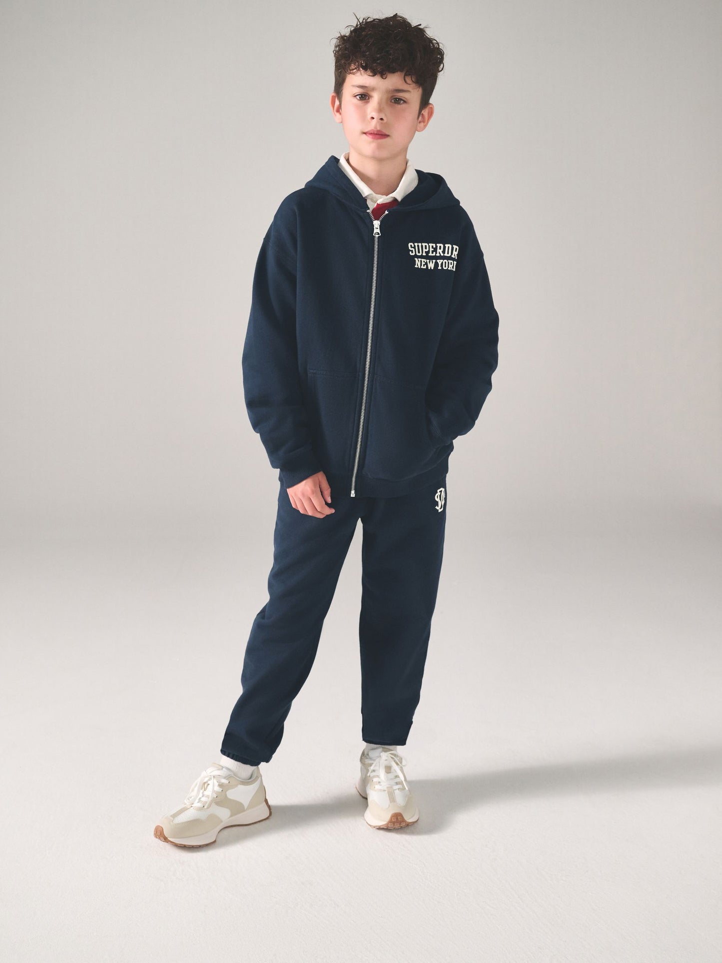 Superdry Navy White Sweat Top & Joggers Set image 1