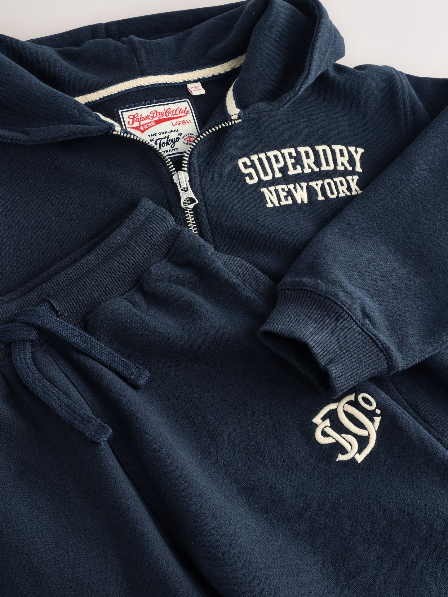 Superdry Navy White Sweat Top & Joggers Set image 10