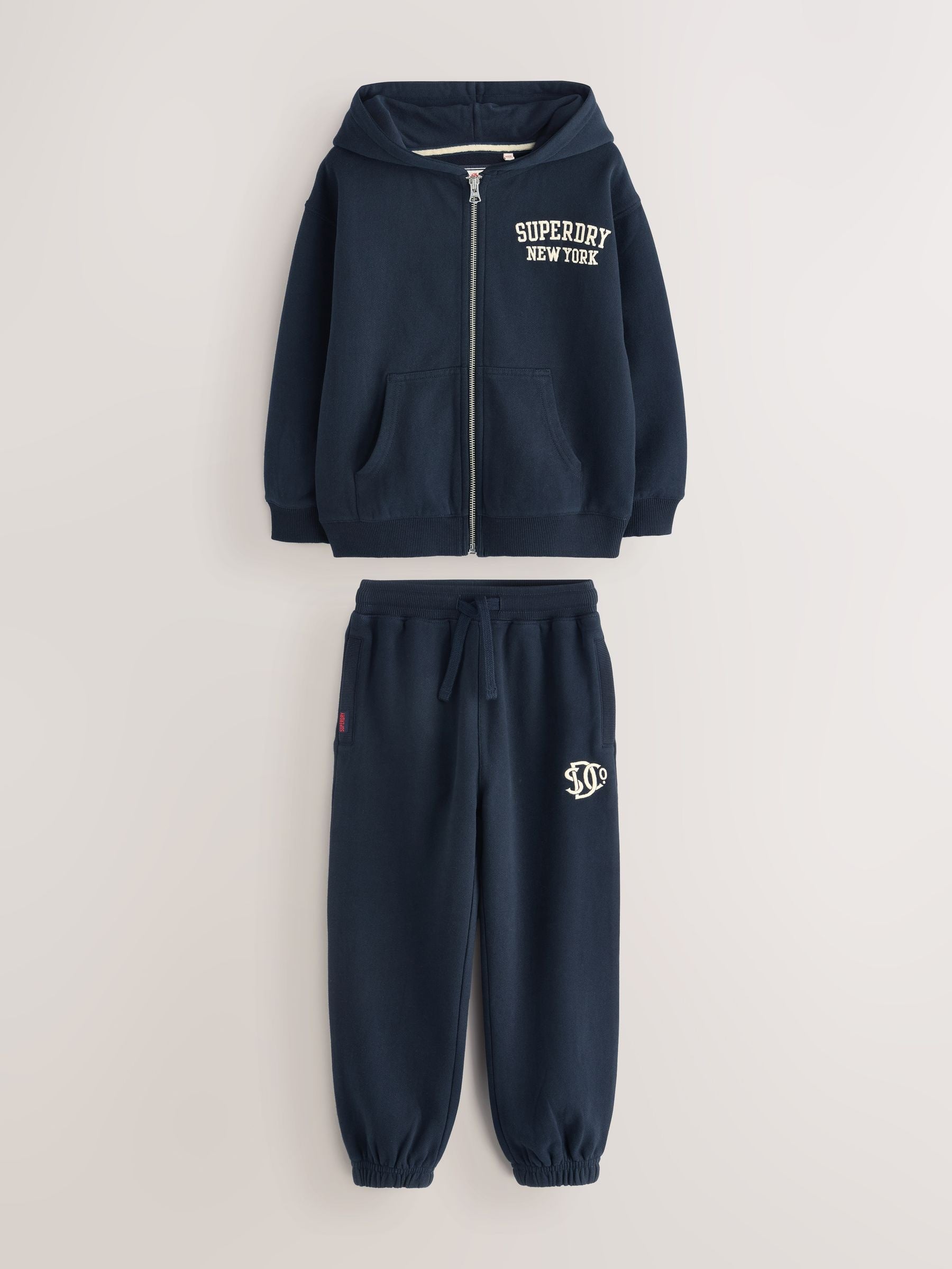 Superdry Navy White Sweat Top & Joggers Set image 5